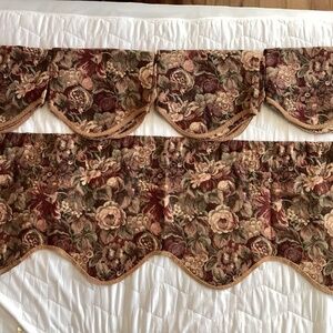 Vintage Floral Curtain Valances, Set of 5